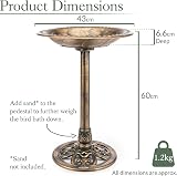 CHRISTOW Bronze Resin Bird Bath Round Pedestal Garden 60cm x 43cm view 6