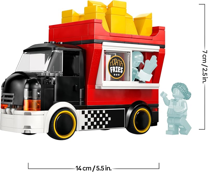 City Pommes-Truck - Spielzeug Fahrzeug Modellbau mit abnehmbarem Verkaufsbereich, 2 Minifiguren und Zubehör - Geburtstagsgeschenk für Jungen ab 5 Jahren - 60488 — Foto 8 von 8