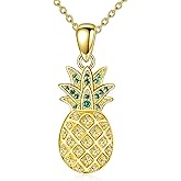 KZX Gold Pineapple Necklace for Women 925 Sterling Silver Pineapple Pendant Necklace 18K Gold Plated CZ Jewelry Gifts for Wife Lover Mom Birthday