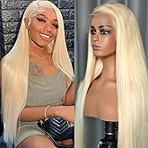 Nicele Ann 30 Inch 613 13x6 Lace Front Wig Human Hair 200 Density 613 Lace Front Wig Human Hair Straight Blonde Wig Human Hair Blonde Lace Frontal Wigs Pre Plucked (30 Inch, 613 13x6 Straight)