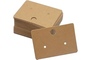 Sowaka 50 Pcs Earring Display Cards with 50 pcs Self Seal Bags 3 Holes Small Blank Paper Tags Cardboard for Ear Stud Jewelry DIY Project Storage (Kraft)