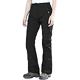 Outdoor Ventures Women's Sleek Waterproof Softshell Fleece Lined Ski Snow Insulated High Rise Hiking Pants with Bottom Zipper