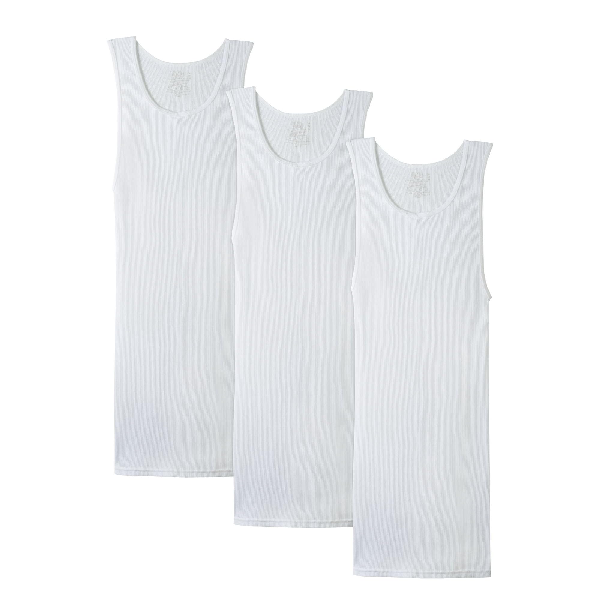 Fruit of the Loom Men's Sleeveless Tag Free Moisture Wicking Tank A-Shirt - 3 Pack - White Medium Image