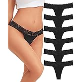 Sunm Boutique Lace Thongs for Women, Cotton Womens Underwear Pack, Sexy Low Rise T Back Cheeky Panties