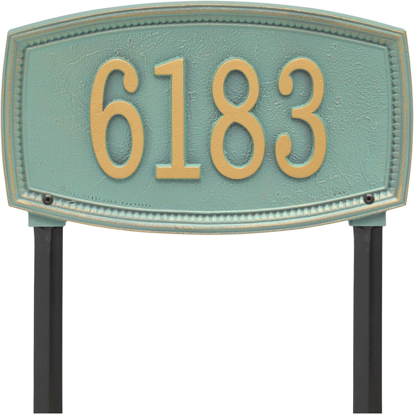 Address Signs - Whitehall Personalized Lawn Address Plaque - Croswell Custom House Address Sign, Beaded Edge Detail, 14.5