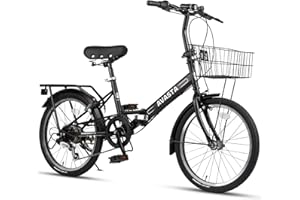 AVASTA Quartet 20 Inch Folding Bike with 7-Speed, Dual C-Brake, Fender, Rear Rack and Bicycle Basket, Mutiple Colors