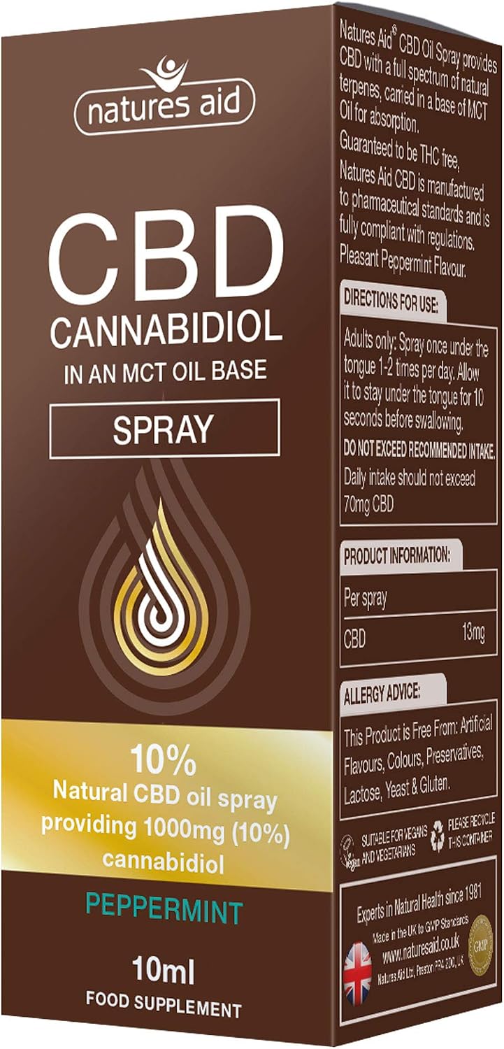 Natures Aid CBD Oil 10% Spray, 1000 mg Cannabidiol, Natural Peppermint Flavour, 10 ml - Image 3