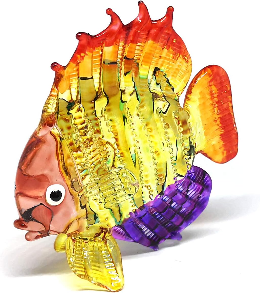 ZOOCRAFT Tropical Glass Sea Fish Figurine Hand Blown Art Sealife Collectible Miniature Aquarium Decor: Kitchen & Dining