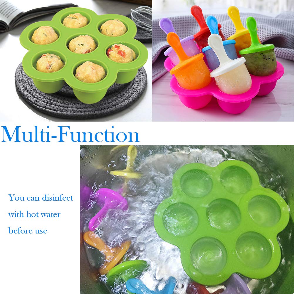 Mity rain 2 Pack Popsicles Molds- 7-cavity Mini Silicone Ice Pop Mold With Stick, Drip-guards, Non-Stick Cakesicles Molds for Egg Bites, Ice Cream Mould,Food Storage Container