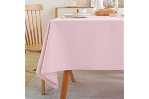 Laolitou Valentines Table Cloth Rectangle Linen Waterproof Textured Light Pink Tablecloth, Washable Wrinkle Free Spill Proof 