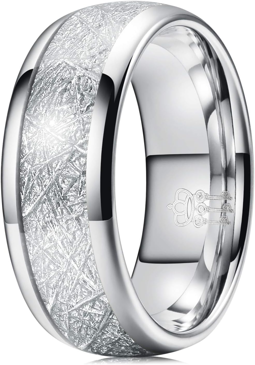 THREE KEYS JEWELRY4mm 6mm 8mm Tungsten Wedding Ring Imitated Meteorite Silver Polished Band