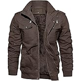 EKLENTSON Men's Thick Thermal Winter Jacket with Multi Pockets Zip Front Fleece Lined Military Jacket for Men