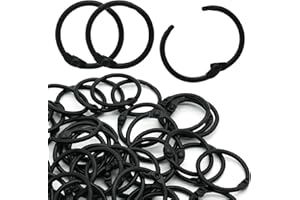 Semrien 50 Pcs 3/4 Inch Binder Rings, Loose Leaf Binder Book Rings Black Paper Rings, Metal Index Card Rings Binder Clip Rings for Flash Cards, Key Rings, Index Cards (20mm)