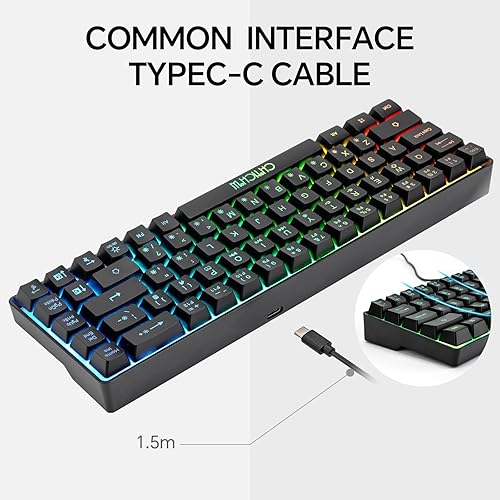 CHONCHOW Mini RGB 60% Gaming Keyboard, 68 Keys Small Compact USB