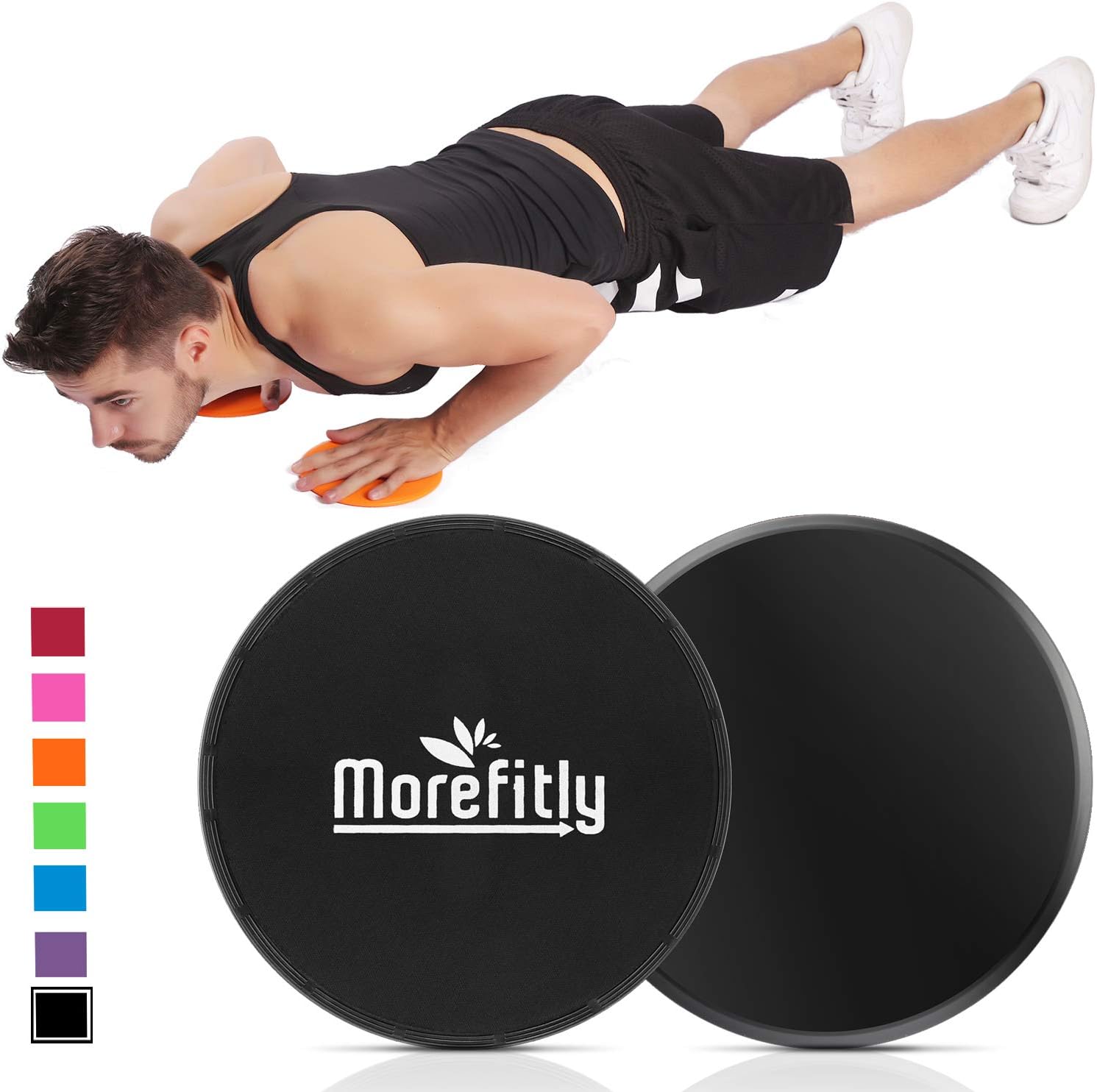 MOREFITLY Gliding Discs Core Sliders 2018 Design Full Body Workout Sliders Workout on Any Surface for Arms, Legs, Abdominal(Abs) and Back. Exercise Equipment for Yoga, Fitness, Exercise