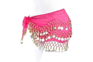 REINDEAR Vogue Style Chiffon Dangling Gold Coins Belly Dance Hip Scarf