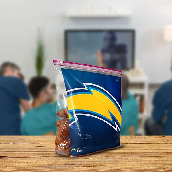 ZIPLOC SLIDER STORAGE GALLON BAG, GREAT FOR GRAB-AND-GO SNACKING, TAILGATING OR HOMEGATING, 20 COUNT- NFL LA CHARGERS