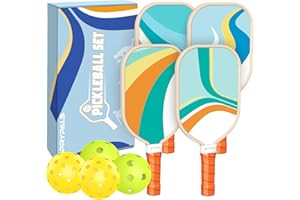 Sprypals Pickleball Paddles,Pickleball Paddles Set of 4 Premium Wooden Pickleball Paddle/Fiberglass Pickleball Set of 2 with Pickleball Balls & Portable Pickleball Bag Tote for Beginners & Pros