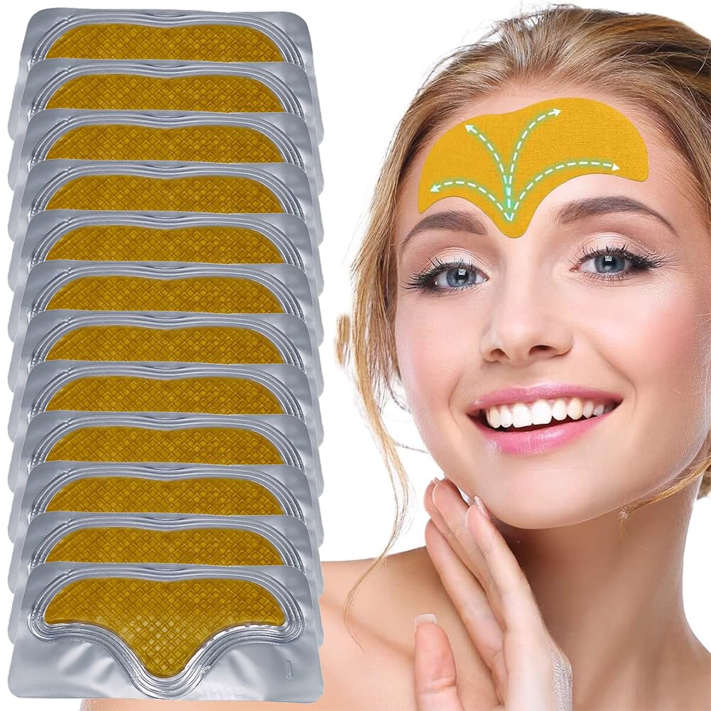 Forehead Wrinkle Patches,12pcs Collagen Forehead Anti Wrinkle Patches,Anti Wrinkle Patches,24k Gold Foreheads Face Smoothing Foreheads Patches,Anti Wrinkle Tighten Skin