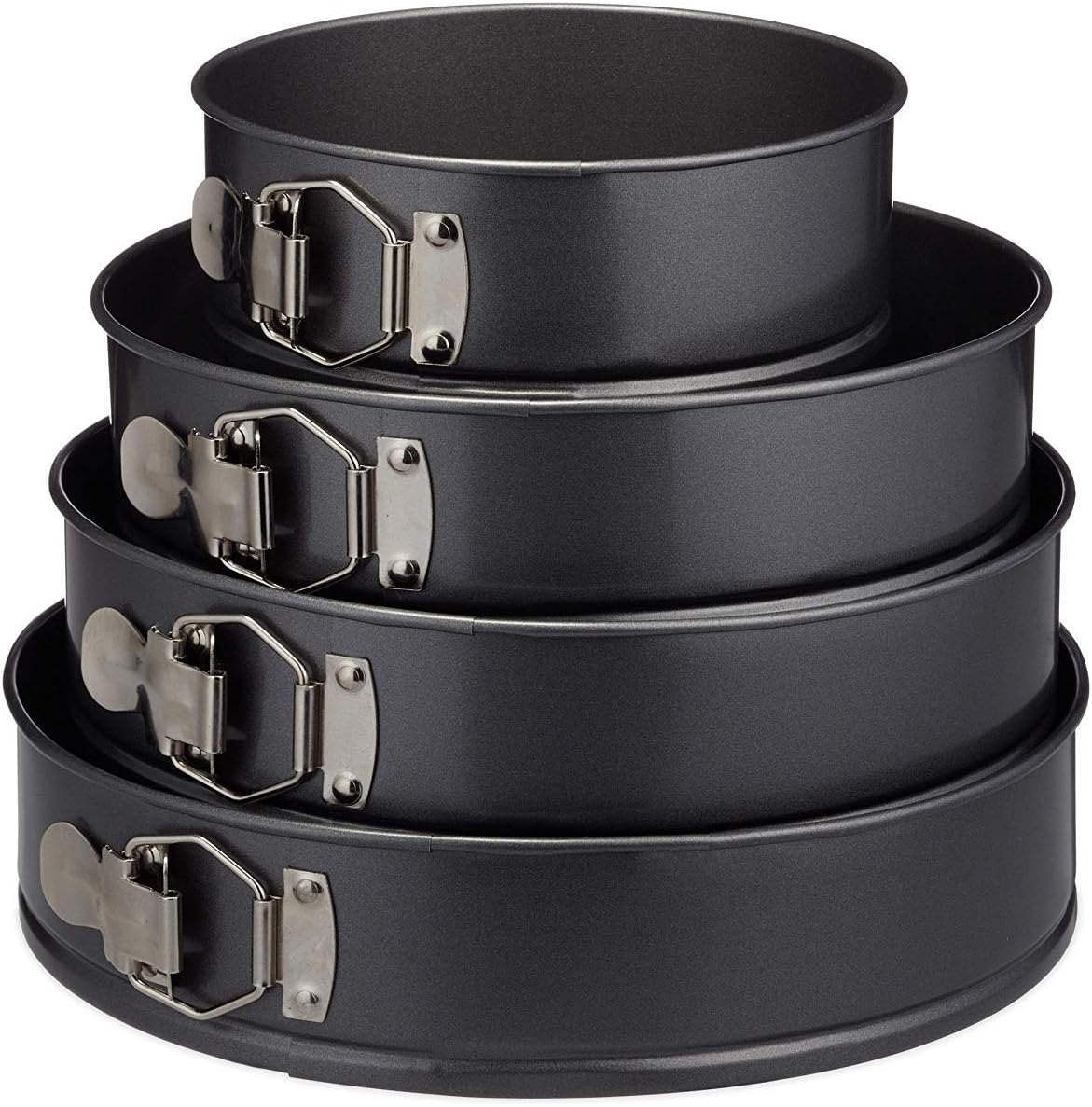 Relaxdays Springform Pan Cake Tin Set, 4Piece, Circular Shape, Ø 18/24/26/28 cm, Baking Mould