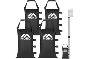 MoKo 120 LBS Sand Bags for Canopy Legs (4 Pack, Without Sand), Weighted Bags with Handle, Zipper Top Sandbags for Weight