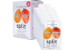 Split Nutrition Almond Butter and Strawberry Jelly Squeeze Packs - Non-GMO, Gluten Free Snack Pouch - On The Go Snack Made with Real Food - Zero Artificial Preservatives or Sweeteners (10 Pack)