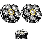 Magnetic 6 Blades Head Shaver Replacement Heads for Many 6D Magnetic Electric Razor,Magnetic 6D Blade Head Compatible with Head Shavers for Bald Men. (2PCS)