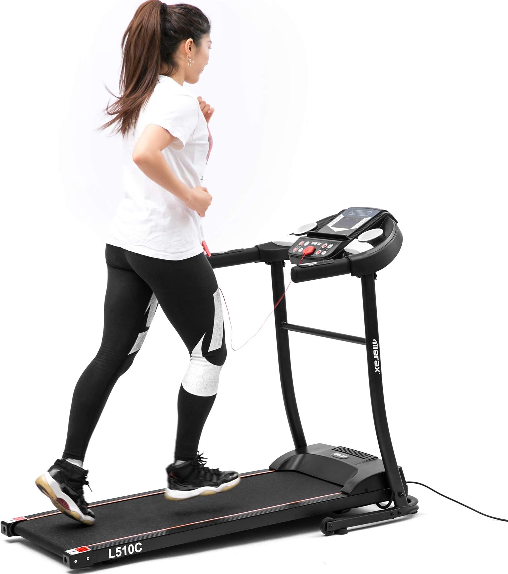 DERCASS Folding Electric Treadmill with Safety Key,LCD Display and Adjustable Incline Motorized Running Machine for Home Fitness