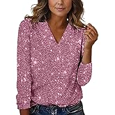 Arispjct Womens Sequin Tops 2025 - Long Sleeve Sparkly Shirt, Glitter Party Blouses Dressy Casual Concert Disco Outfits