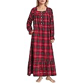 Latuza Women's Cotton Flannel Nightgown Long Sleeve Full Length Night Gown