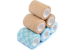 MOQPG Self Adhesive Bandage Wrap, 2 inches 5 Yards Pet Vet Wrap Cohesive Bandages Non-Woven Tape Adherent for Dogs Cats Horses Birds Animals Wounds Pack of 8