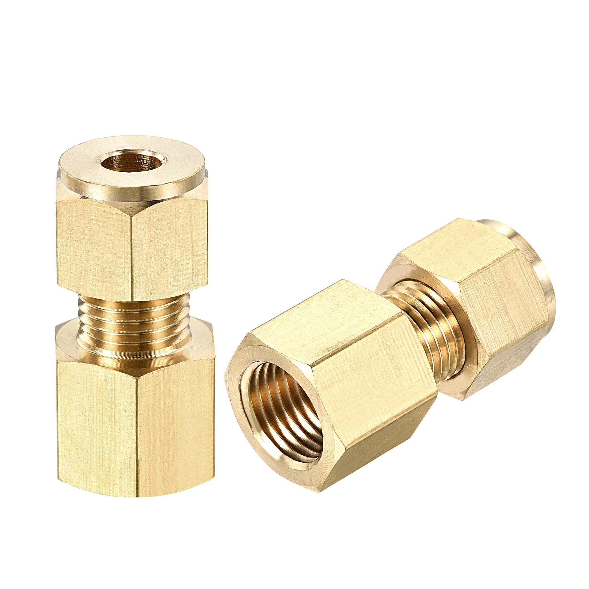 sourcing map Compression Tube Fitting G1/4 Female Thread x 6mm Tube OD Straight Coupling Adapter Brass, Pack of 2