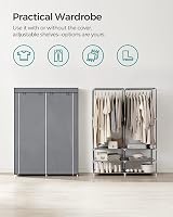 SONGMICS Portable Clothes Wardrobe 2 Hanging Rails Grey 45x127x176cm view 3