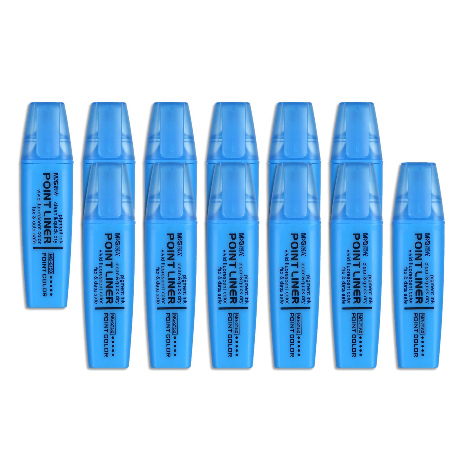 PATIKIL Blue Highlighter, 12 Pack High Lighters Highlighters No Bleeds Highliters Pens Neon Thick Cute Highlighters Bulk Clear View Bright Tip Marker for Books