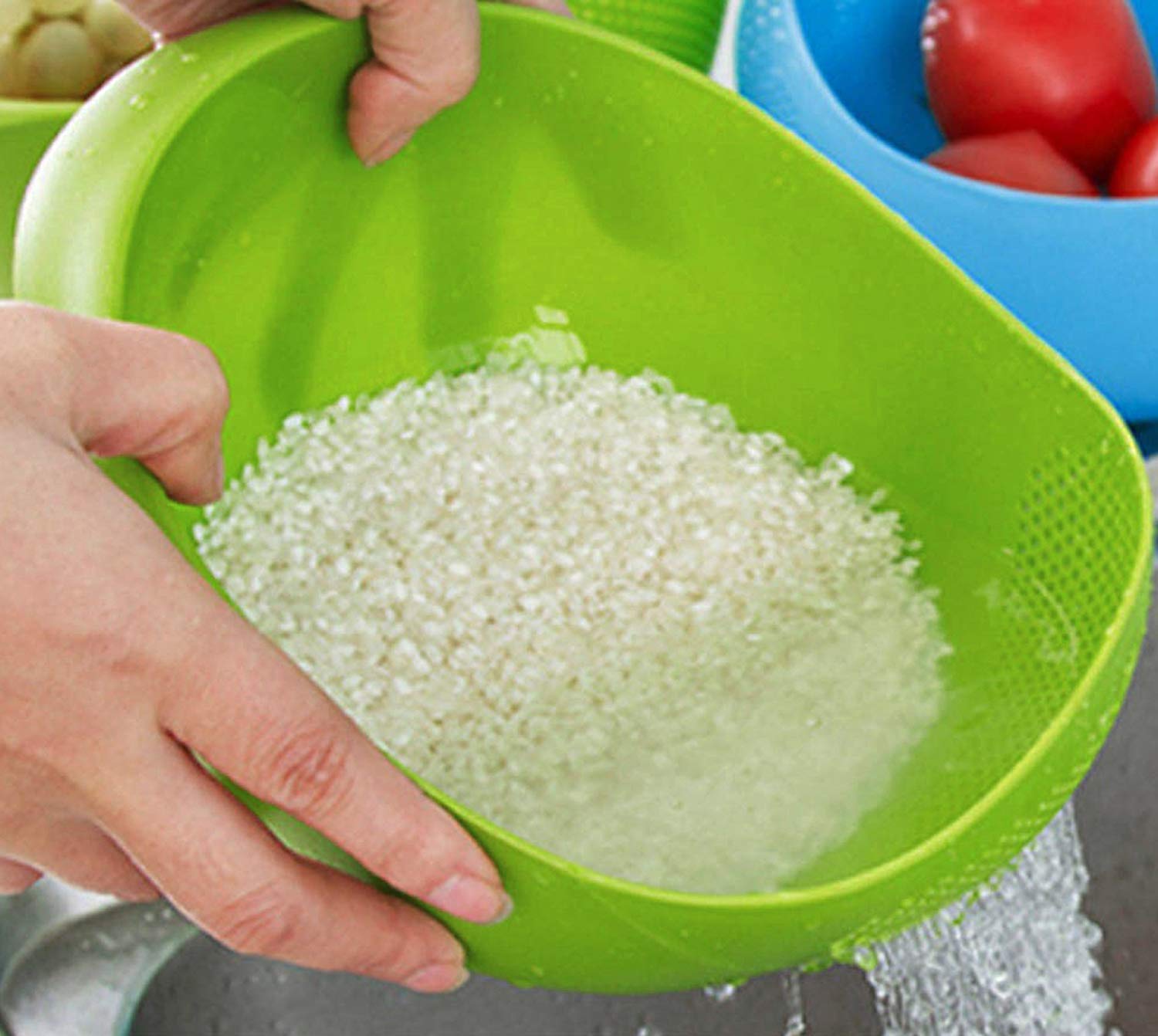 PRATYANG Plastic Rice Bowl Strainer, Washing Bowl for Fruits