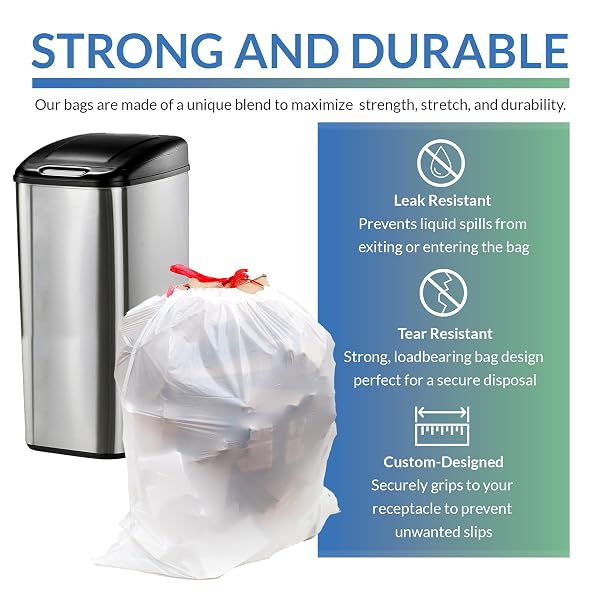 RELI. TALL KITCHEN DRAWSTRING TRASH BAGS 13 GALLON | 500 COUNT BULK | KITCHEN GARBAGE BAGS | WHITE | 13 GALLON – 16 GAL CAPACITY
