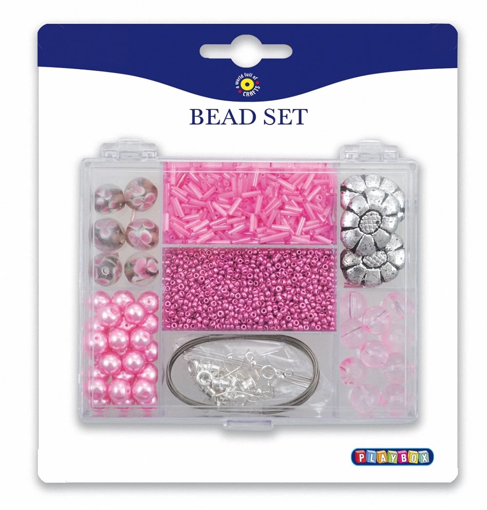 Playbox Beads Mix in Rectangular Storage Box (Pink)