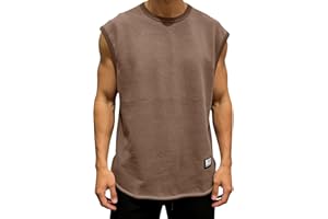 Sinzelimin Men's Plus Size Tank Tops Fashion Sleeveless Crewneck Loose Comfy Vest Summer Athletic Sport Casual Blouse Top