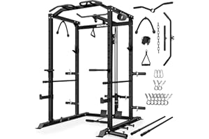 ALLVIATE C1-V4 Power Cage, 2000LBS Squat Rack with LAT Pulldown, Multi-Function Weight Cage Strength Training Machine, Workou