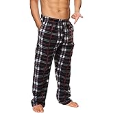Active Club Mens Fleece Pajama Pants - Plaid Mens Pajama Bottoms - Mens Lounge Pants with Pockets (S - 3X)