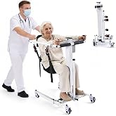 Electric Patient Lift Transfer Chair, Assist Lift Aid for Home Care Use, Portable Folding Transfer to Car Device, Handicap Lift Bathroom Shower Chair, Transport Wheelchair for Seniors (White)