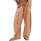 Panadila Womens Barrel Pants Drawstring Wide Leg Sweatpants Baggy Summer Lounge Pants Casual Beach Trousers