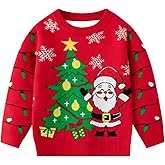IFFEI Unisex Ugly Christmas Sweater Kids Cute Knit Pullover Top Cozy Jumper for Holiday Party 6-16 Years