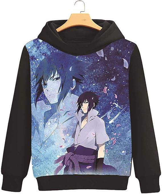 Qb Unisex Naruto Hoodie Uchiha Sasuke Anime Printing Hooded Sweatshirt