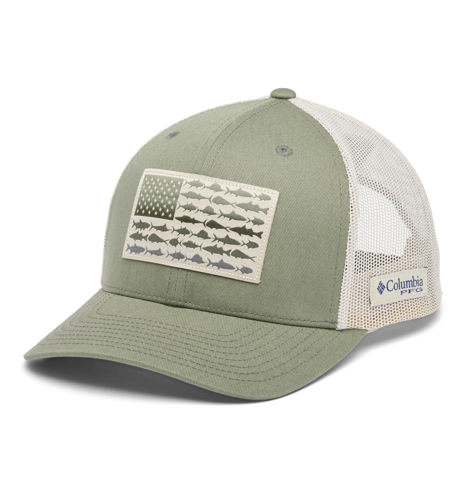 Columbia Unisex's PFG Fish Flag Mesh Snap Back Cap, Cypress/Fossil, One Size — image 1