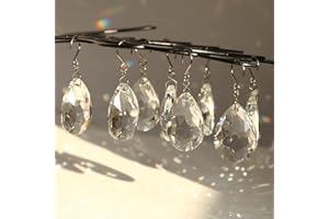 HYBEADS 10pcs 38mm Crystal Suncatcher, Hanging Clear Teardrops Crystals Chandelier Parts Prisms Pendants with Hook for Windows Lamp Christmas Tree Decorations Home Decor