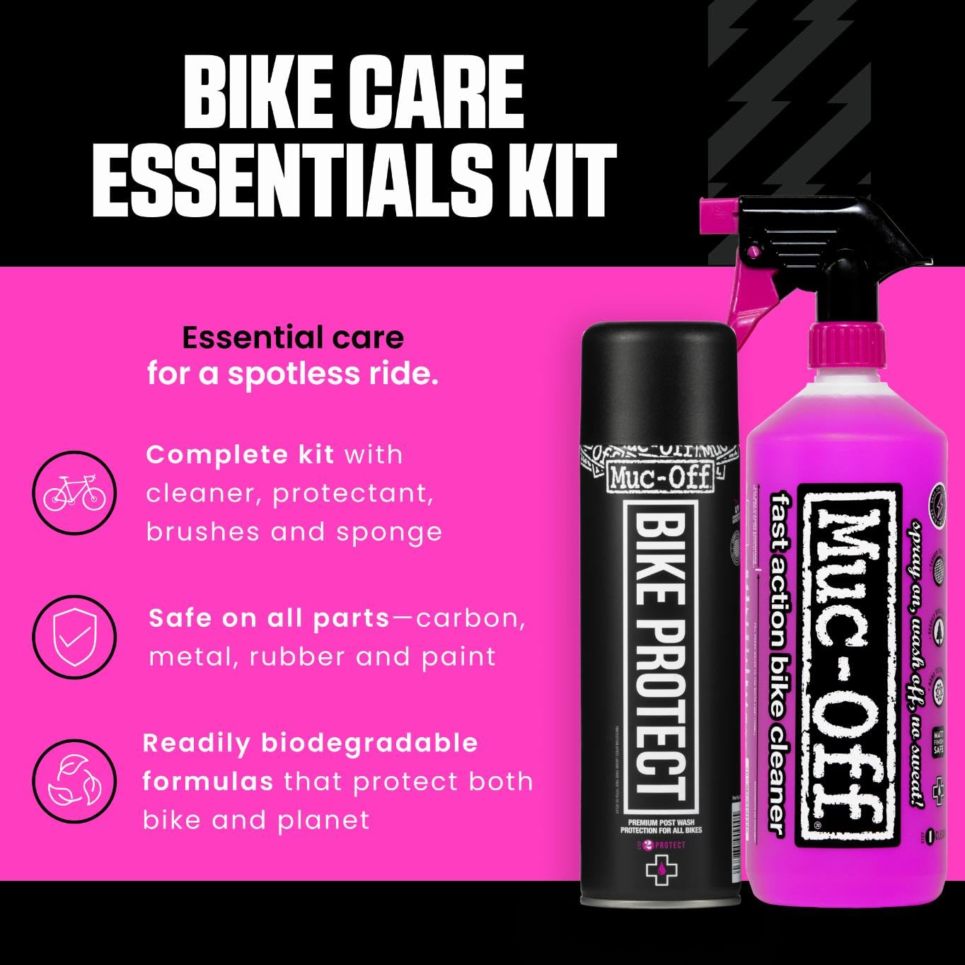 Muc-Off Basis Fahrrad Reinigungsset - Must-Have Fahrrad Zubehör für die Reinigung und den Schutz Ihres Fahrrads – Mit Muc-Off Bike Cleaner, Bike Protect, Reinigungsbürste und Mehr 2