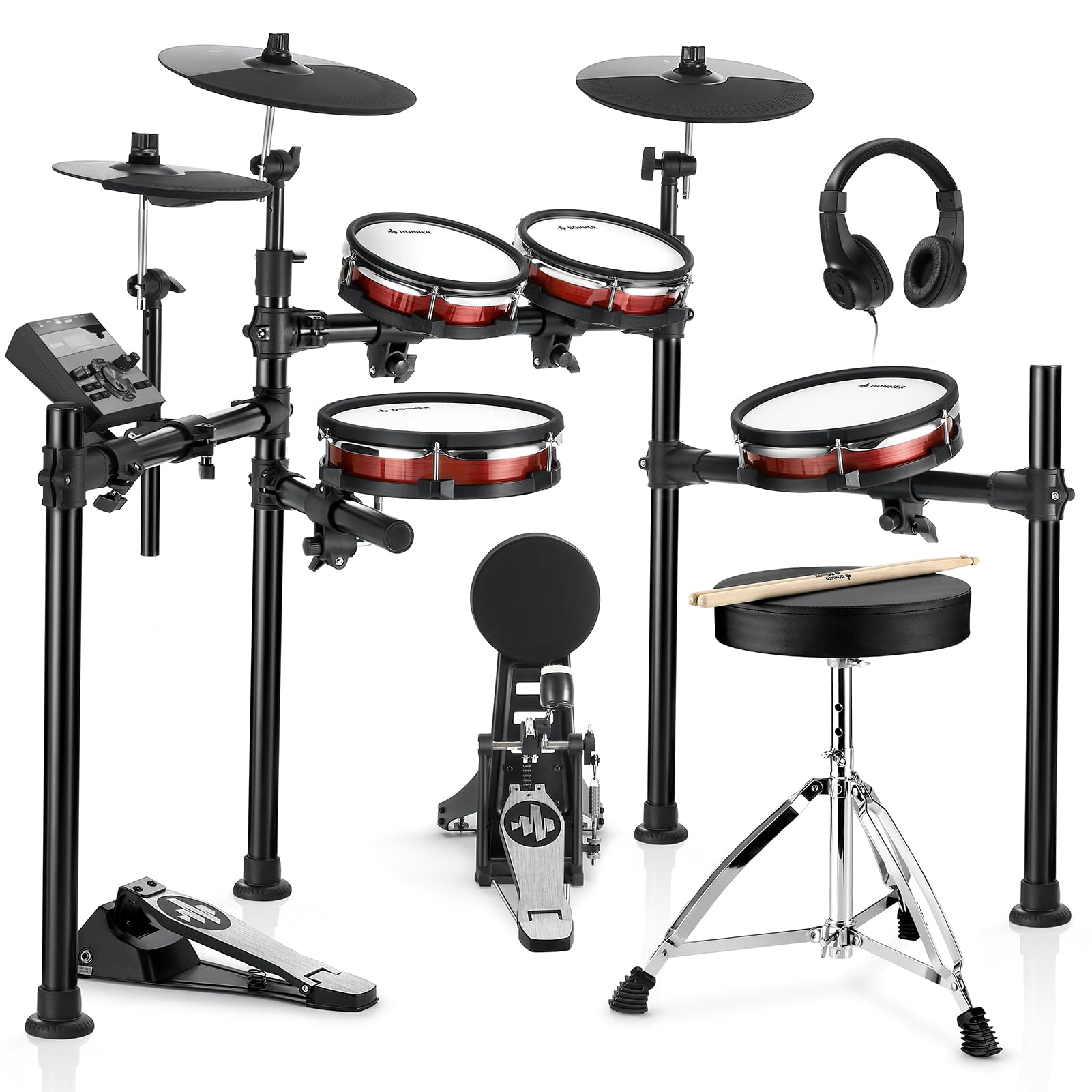 Photo 1 of Donner DED-200 MAX Electronic Drum Set with Industry Standard Mesh Heads, 10'' Snare, 8“ Tom, 10'' Tom, 12'' Crash, 450+ Authentic Sounds for Optimal Performance and Feel NEW