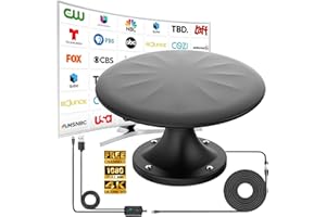 GZMJRD RV Antenna for Camper, RV TV Antennas Roof Mounted, 720° Long Range Omni Directional Reception Digital HD Antenna Signal, with Super Signal Booster, 35ft HDTV Cable (Black, X Large)