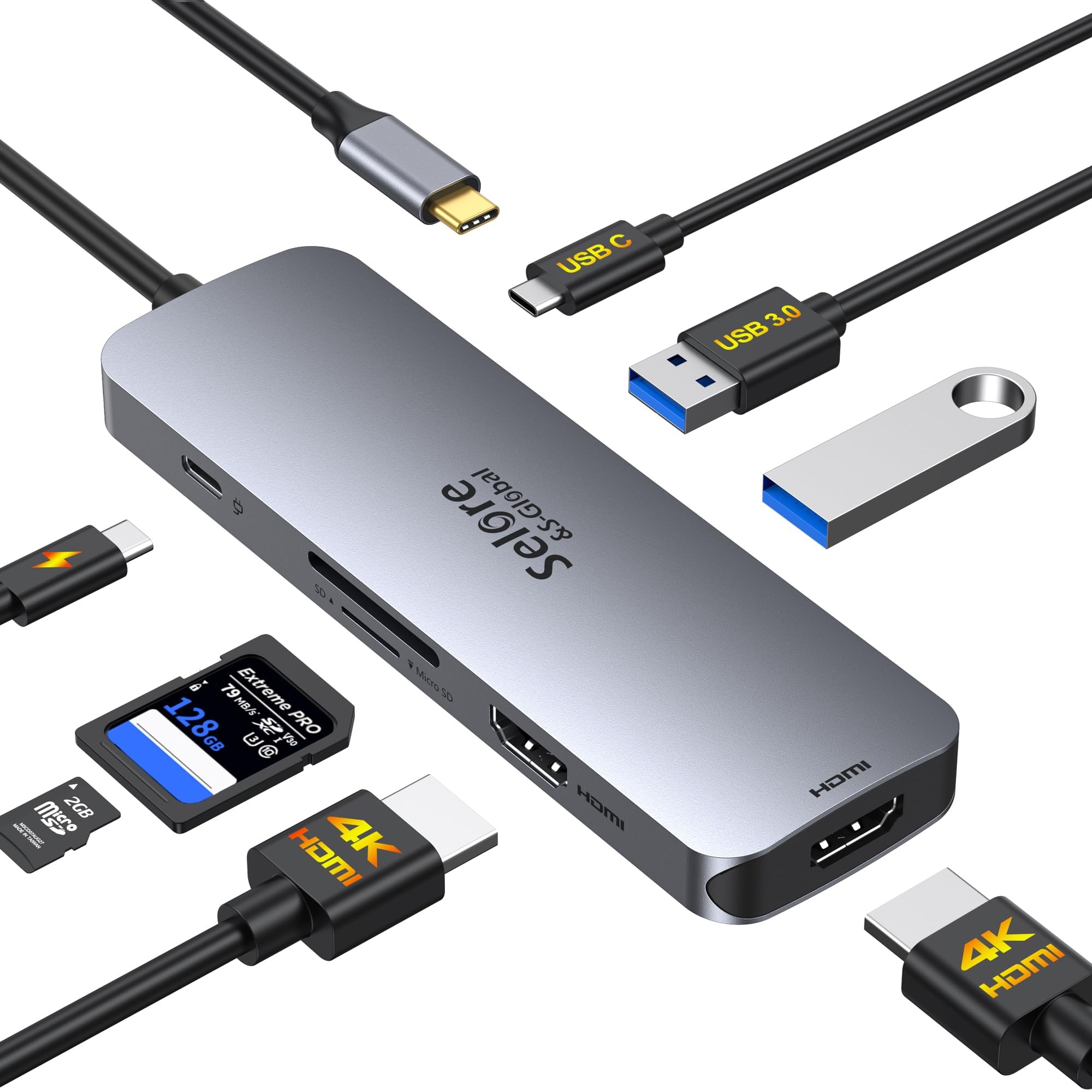 USB C Docking Station Dual HDMI Monitor, USB C to